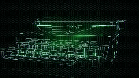 hologram of retro typewriter in the dark