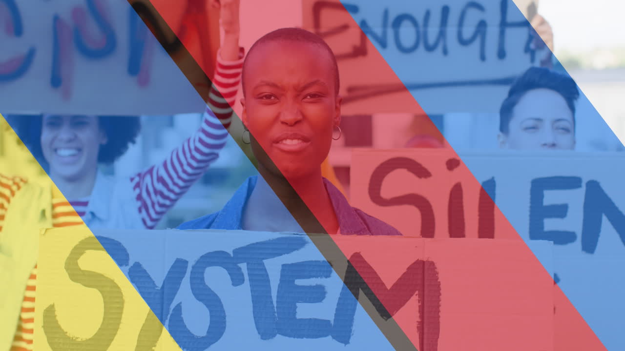 다양한 시위자 들 위 에 우크라이나 와 러시아 의  ⁇ 발 의 애니메이션