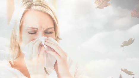 Caída-De-Hojas-De-Otoño-Y-Mujer-Estornudando-Mientras-Sufre-De-Alergia-4k