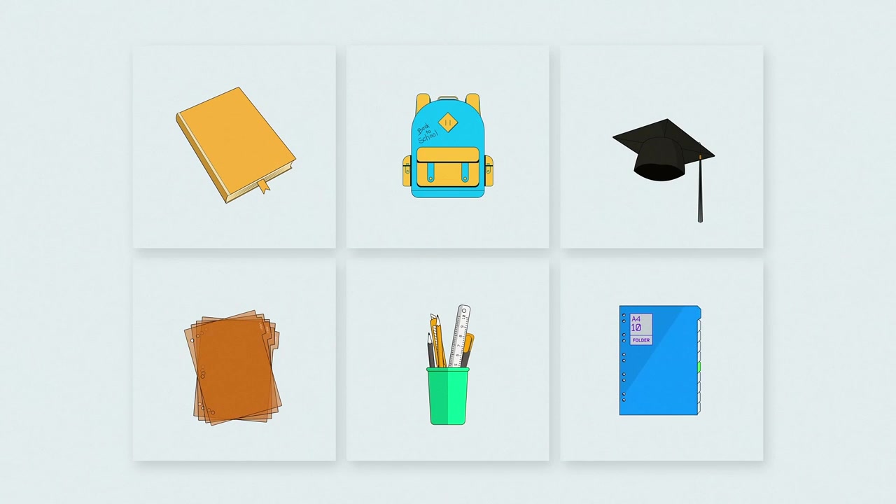 Paquete de iconos animados 2D de educación y escuela