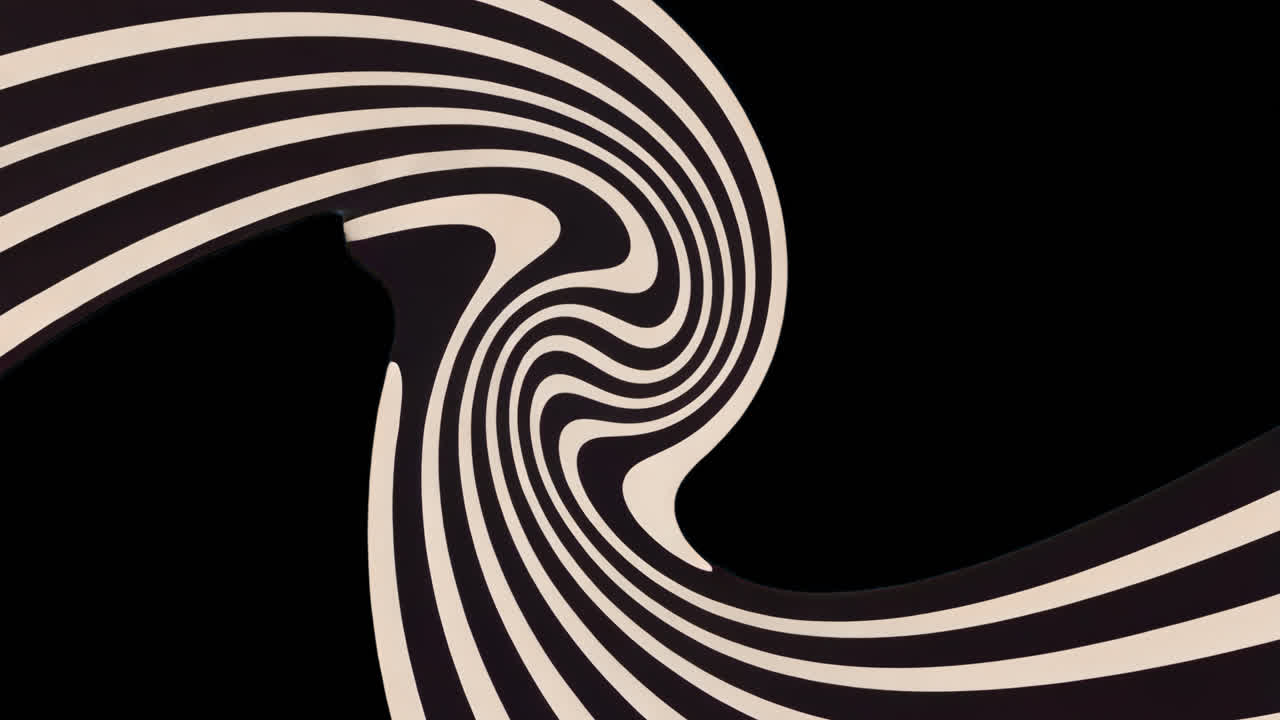 Abstract black and white swirl animated overlay, transparent 4K video, alpha channel, ProRes 4444