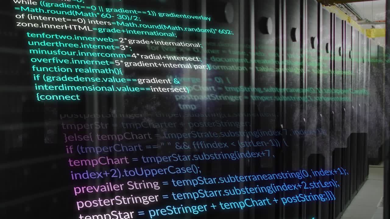 Animation of data processing against computer server room