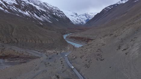 high-altitude himalayan valley in winter