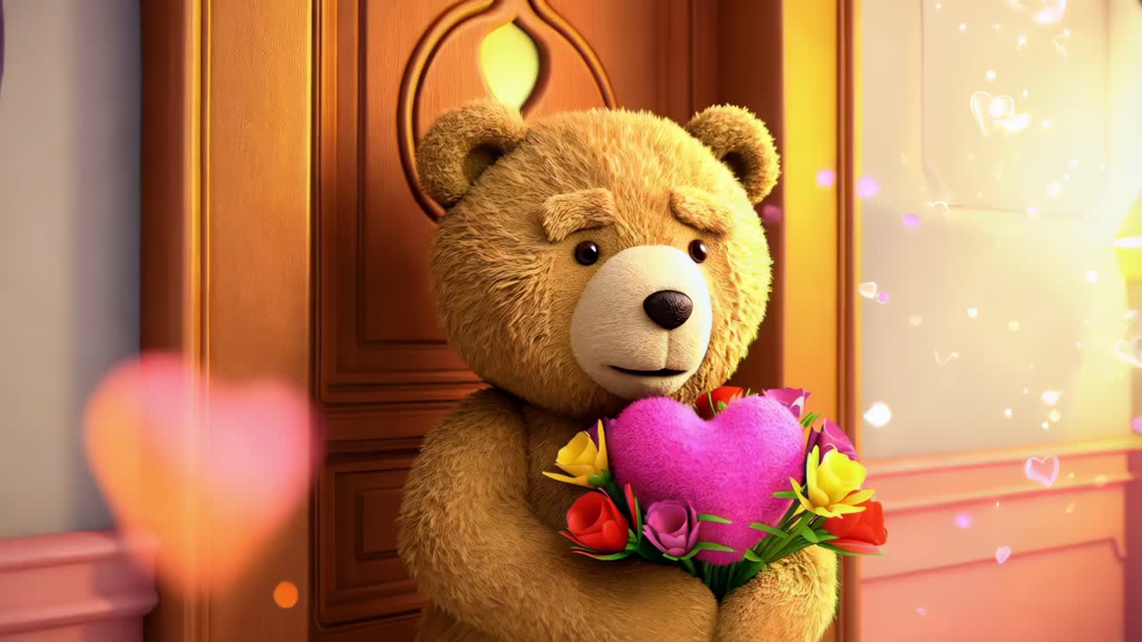 꽃 을 가진 테디 베어