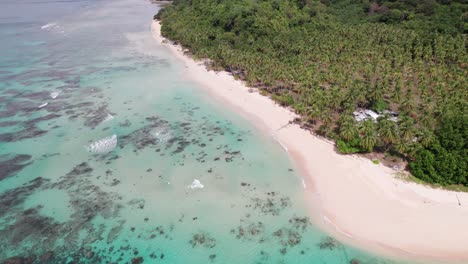 Iloc Island, Palawan, Philippines, Revealing Drone Shot of Beach and Green Landscape