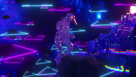 alienígena de cristal en un espacio de neón