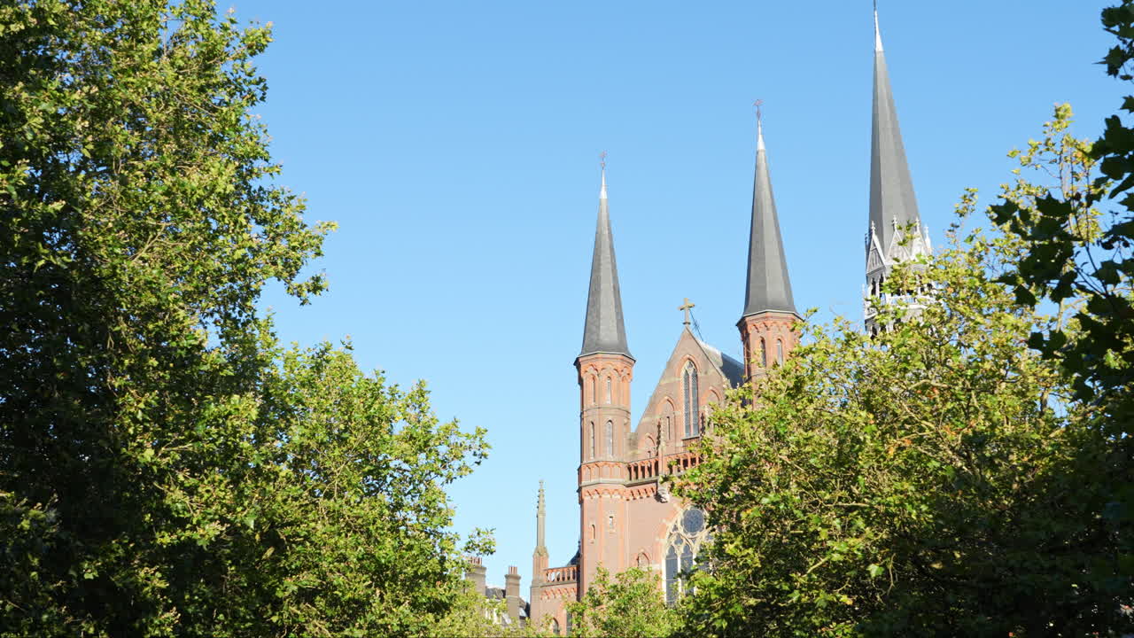 Gouwekerk Church Against Blue Sky In Gouda, Netherlands - low angle
