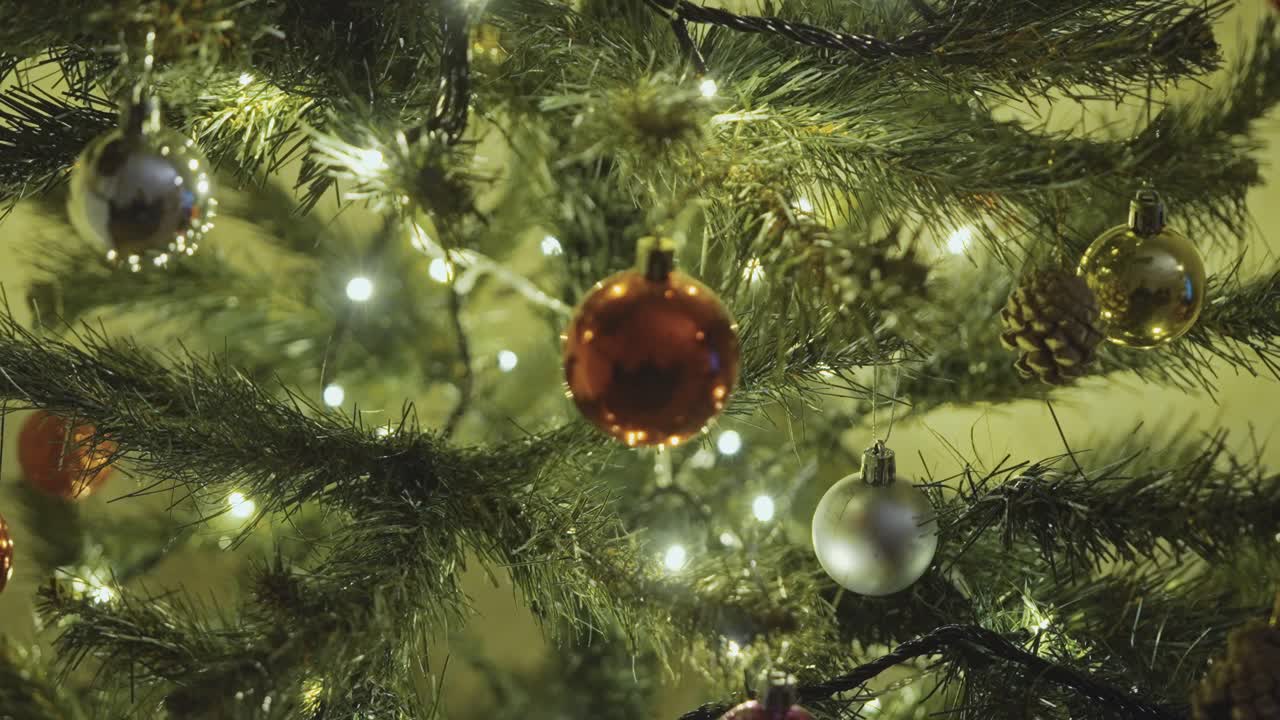 Christmas Tree and Ornaments With Lights