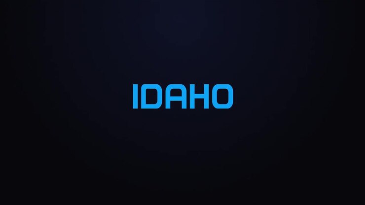 Glowing explosion IDAHO text reveal blue and pink