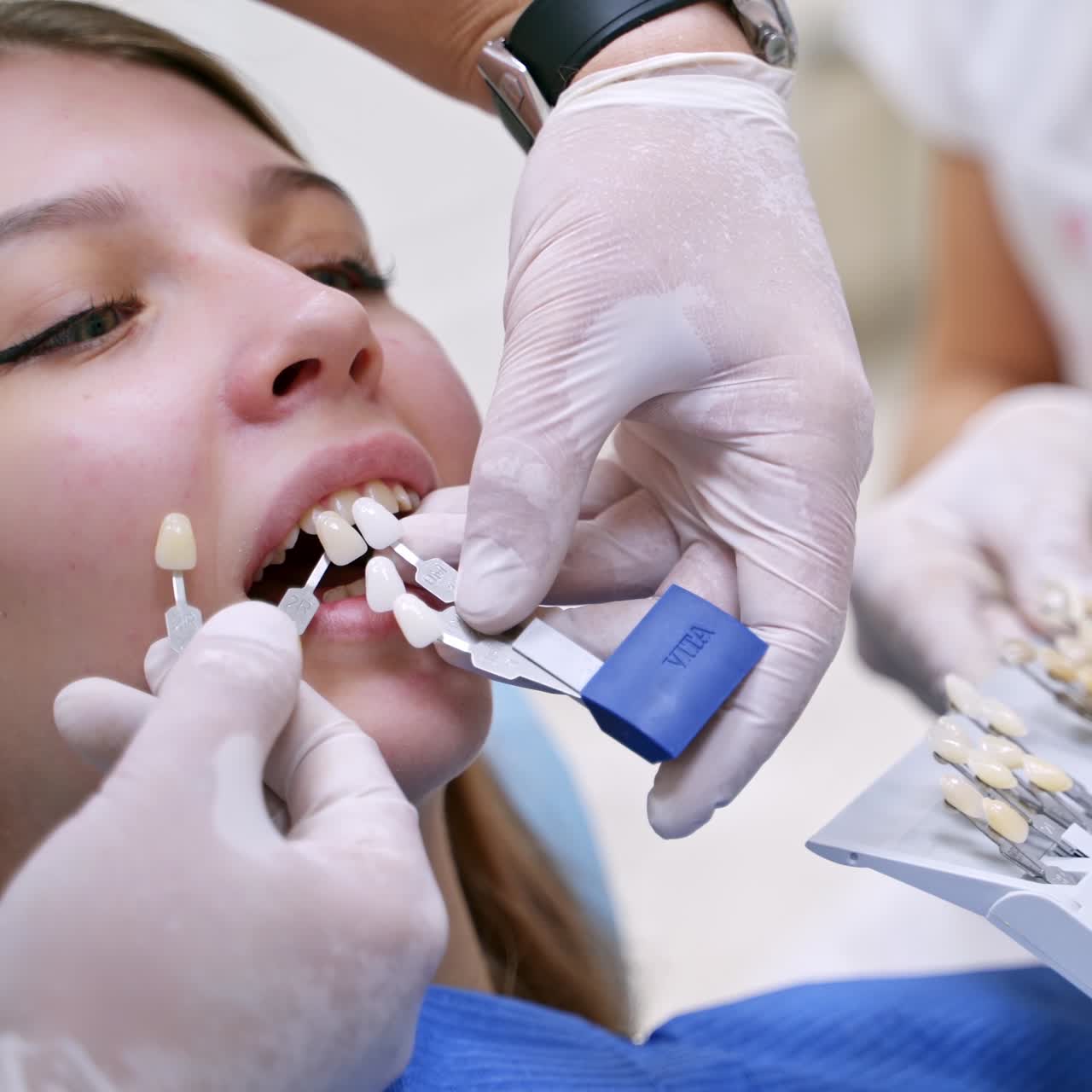 Woman in stomatological cabinet