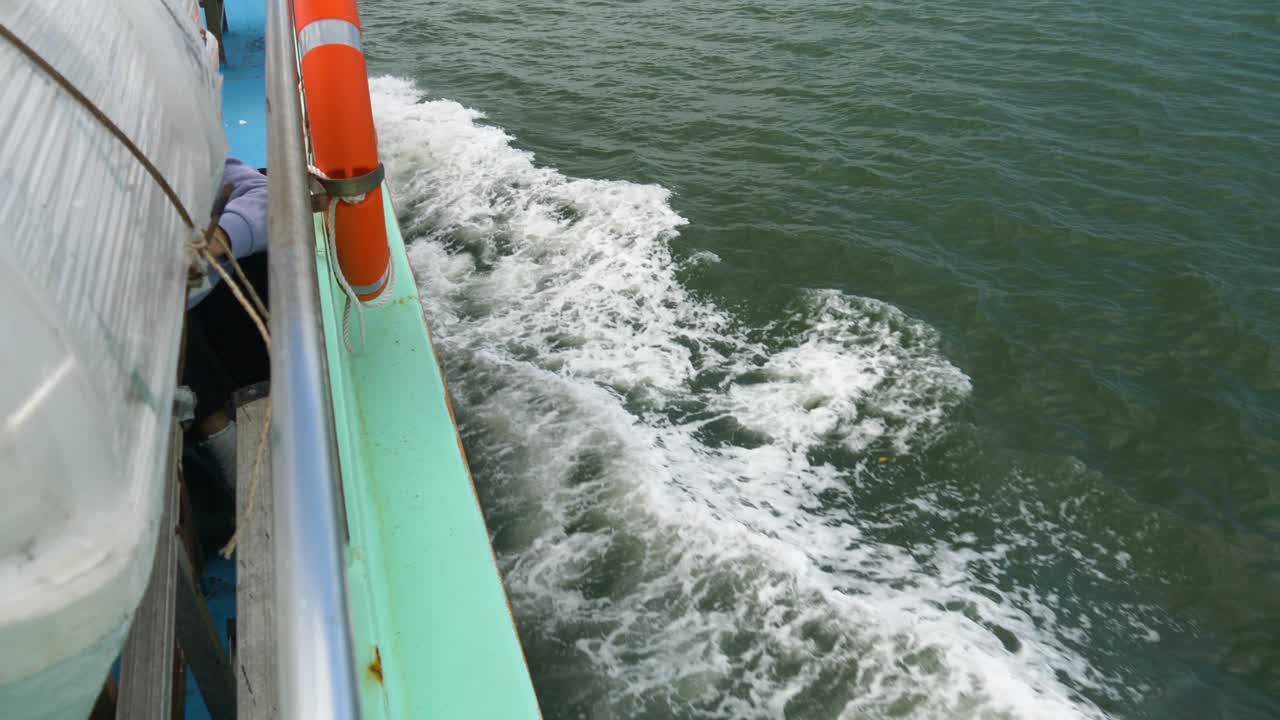 Ferry ride, tourist seat, view from upper deck, heading to Phi Phi Island in Thailand