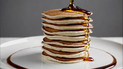 stack of pancakes with maple syrup