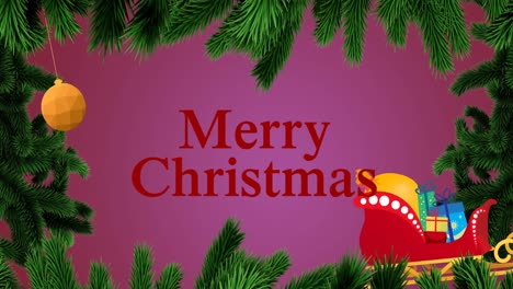 Animation-of-christmas-greetings-over-pink-background