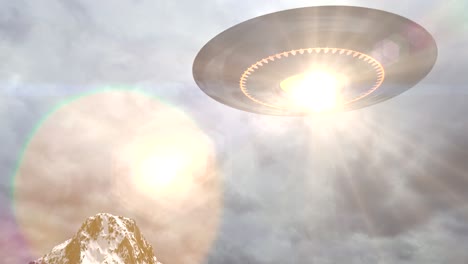 ufo over snowy mountains