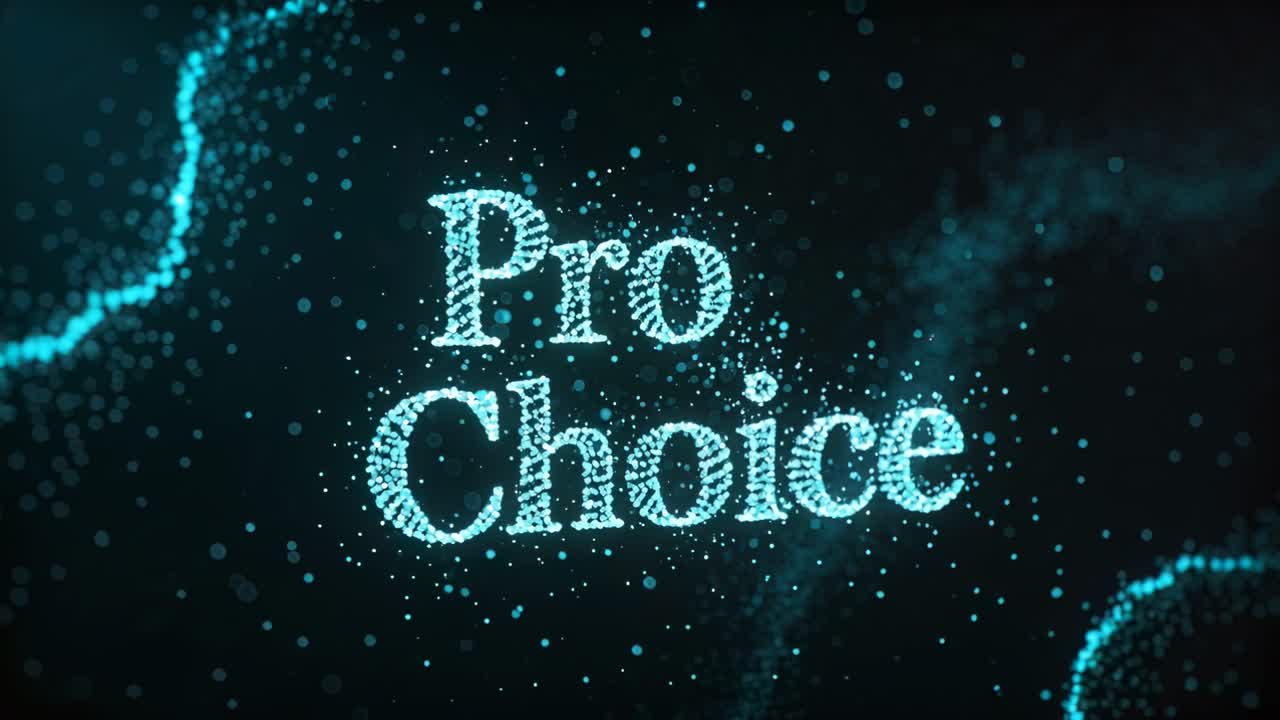 Vertical video: Pullback revealing cyan dots forming Pro Choice tracing tech waves branding