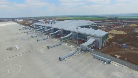 aerial view of new airport terminal under construction