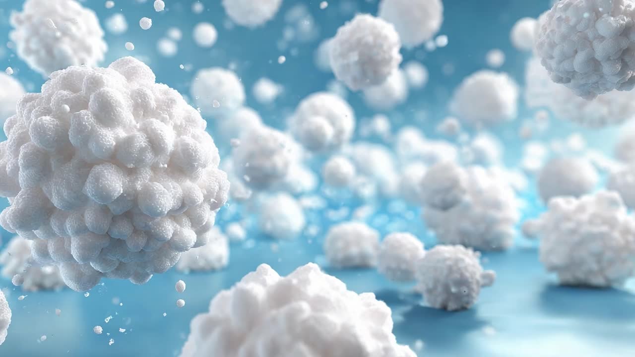 A Captivating Visual Journey Through Cellular Structures: Exploring the Intricate World of White Blood Cells in Stunning 3D Detail Against a Calm Blue Background