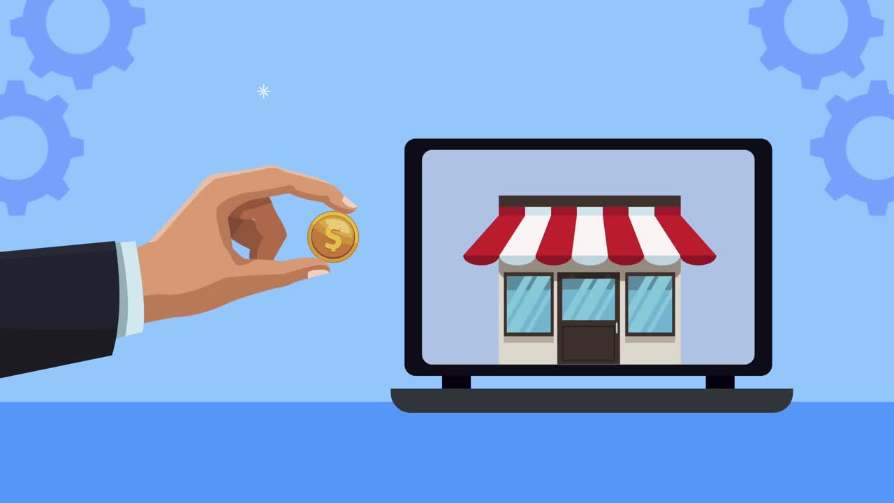 animación de negocios de comercio electrónico y tecnología