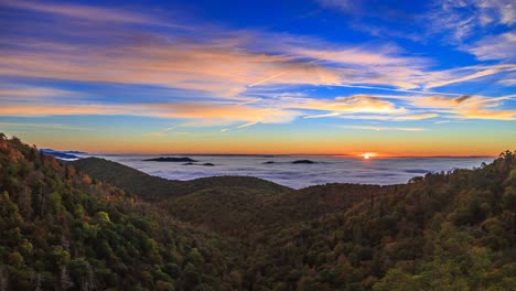 Sunrise-Blue-Ridge-Mountains-Bewegende-Wolken-Cinemagraph-Zeitraffer