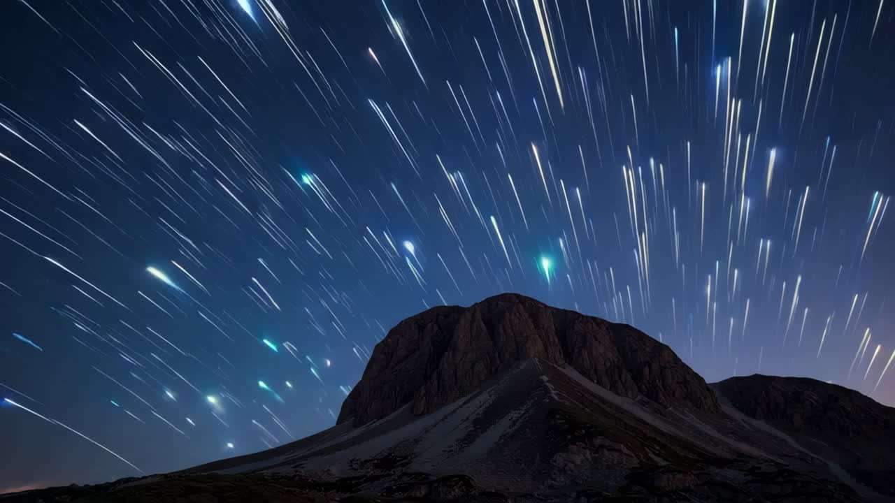 Star Trails over a Mountain Peak