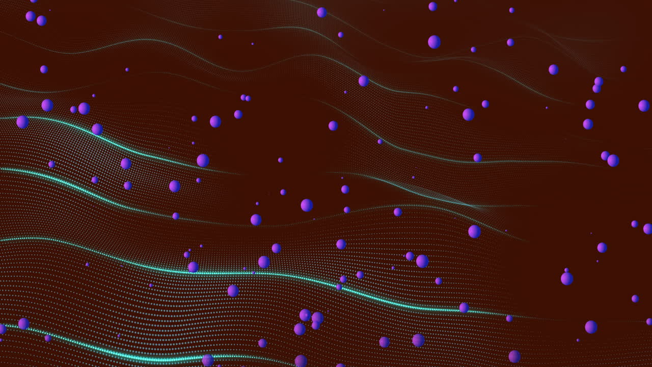 animación de bolas púrpuras que se mueven en un fondo estampado