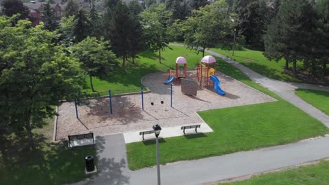 empty children's playground area summer aerial forestbrook park