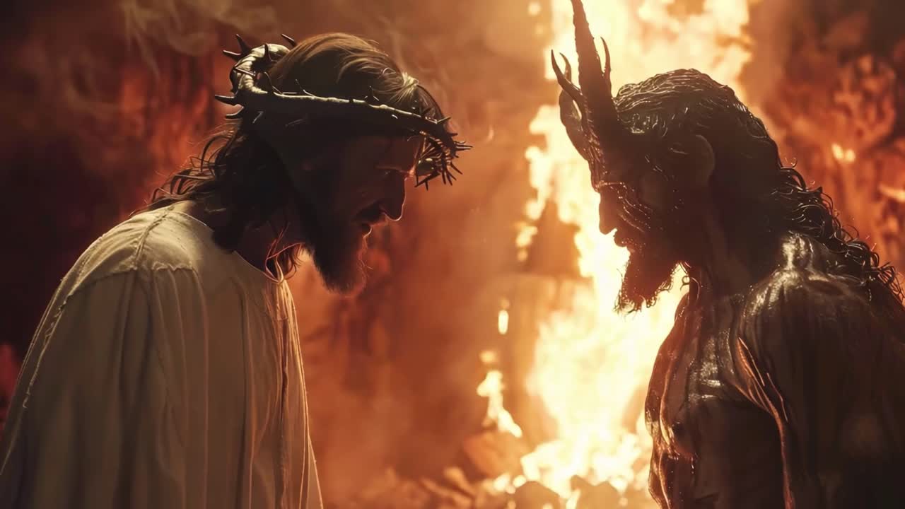 Jesus Cristo e o Diabo em Confronto Ardente
