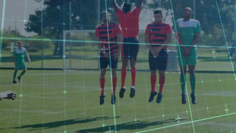 puntos de red conectados con el entrenamiento del equipo de fútbol