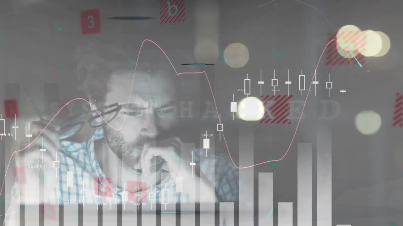 procesamiento de datos contra el hombre estresado en el fondo