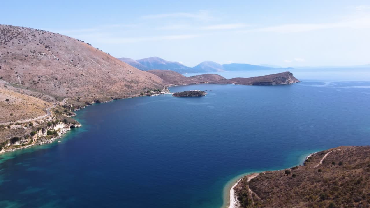 AERIAL Fly-By over Mountainous and Stunning Albanian Riviera