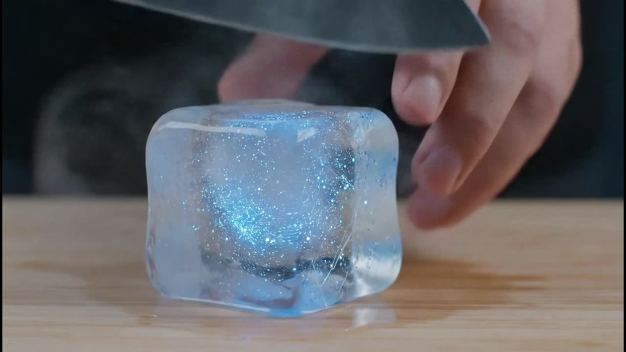 Cutting a Sparkling Ice Cube