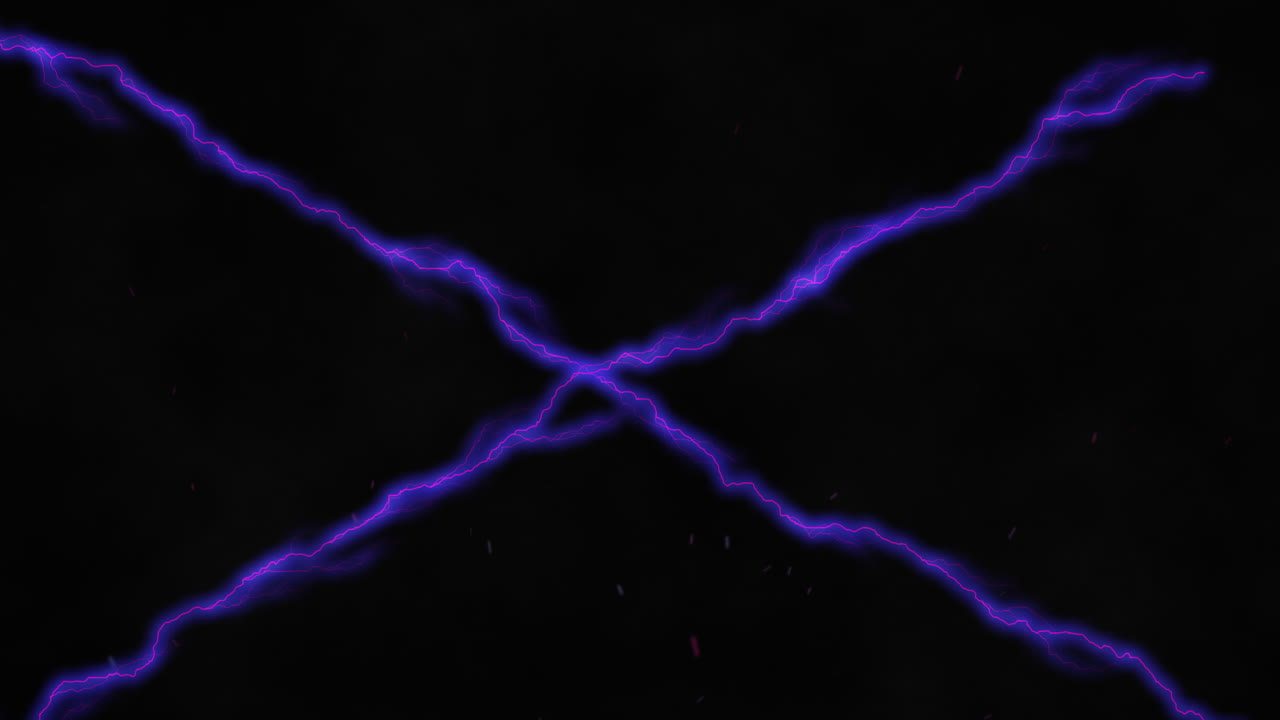 Purple lines of electrical current crossing on black background