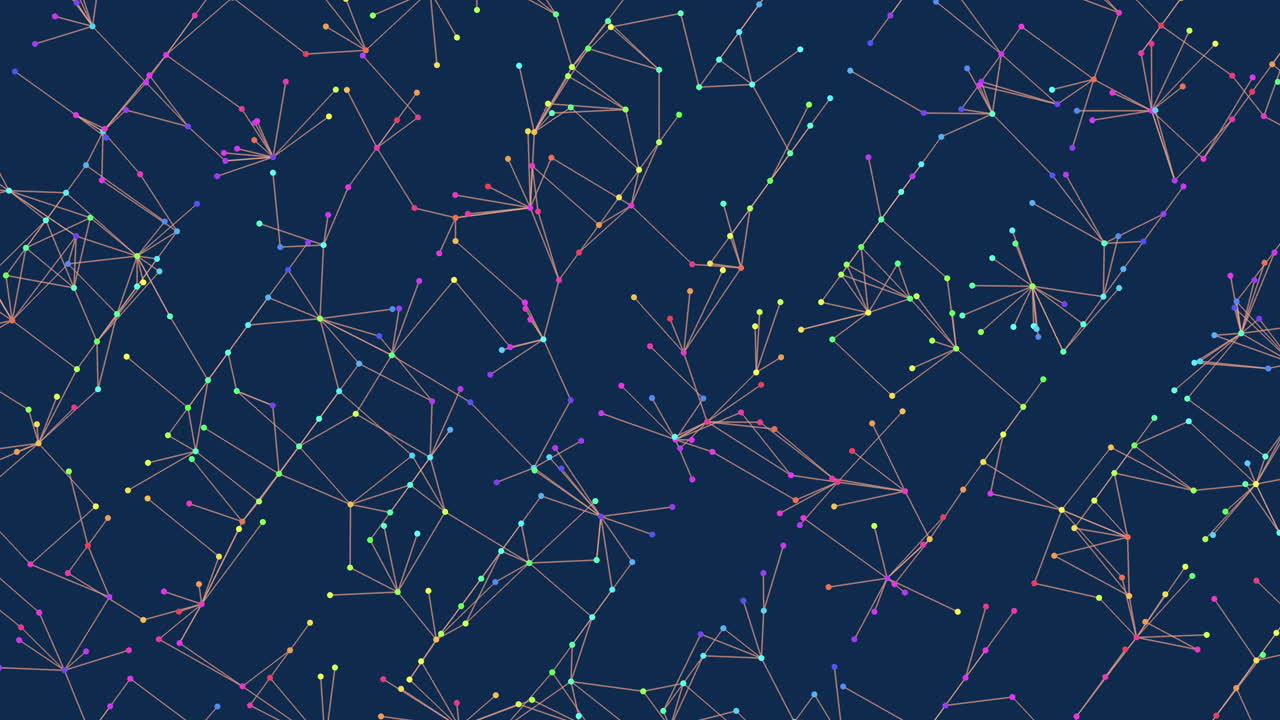 Symmetrical blue pattern of connected lines and dots