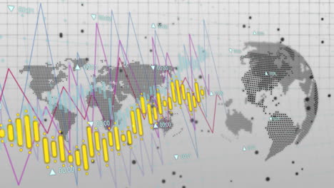 Gráficos-Y-Cuadros-De-Datos-Financieros-Animados-Sobre-Un-Fondo-De-Mapa-Mundial-Y-Cuadrícula