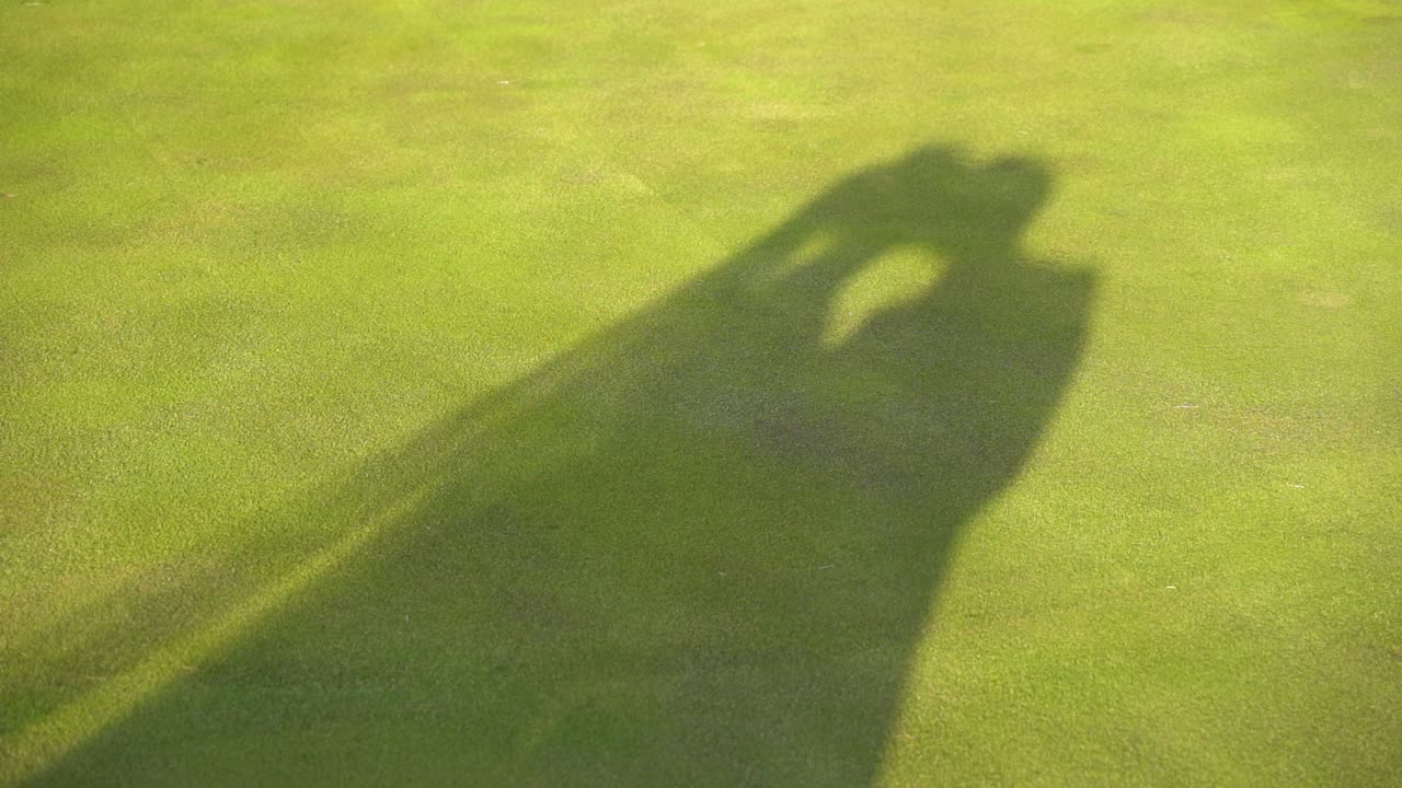 풀밭에서 키스하는 커플의 그림자