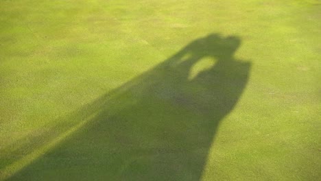 shadow of a couple kissing on the grass