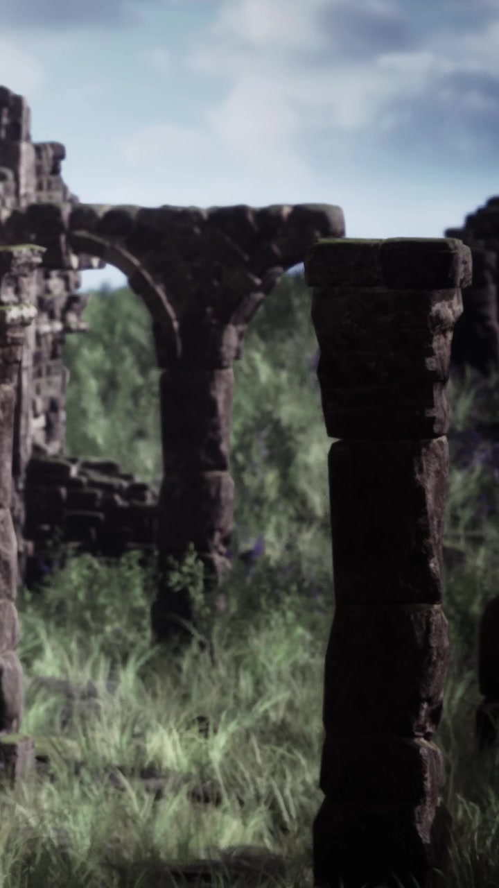 Antiche rovine in pietra si ergono tra gli alberi in un'area naturale durante le ore diurne