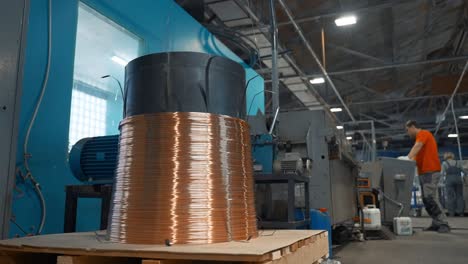 copper wire production in a factory