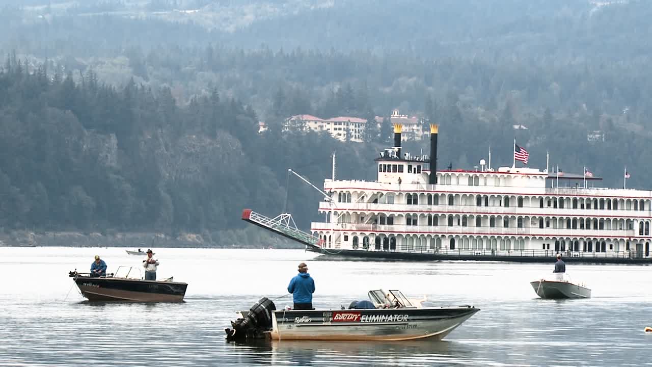 2016년 워싱턴 스프링 크리크 레크리에이션 피셔스를 지나는 패들 휠 보트