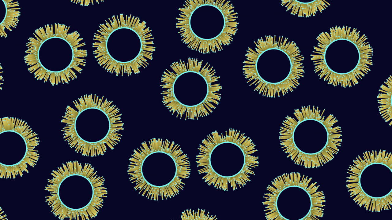 Abstract circular pattern of shapes on dark background
