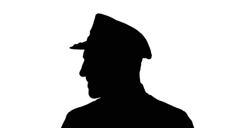 man soldier saluting, black silhouette on white background