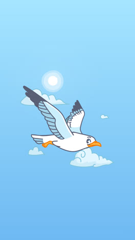 An-animation-of-a-Hand-drawn-cartoon-seagull-illustration