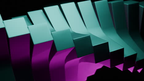 abstract geometric spiral with teal and magenta blocks