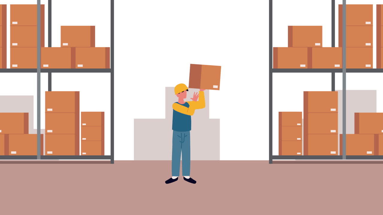 포크리프트를 운용하는 창고 노동자