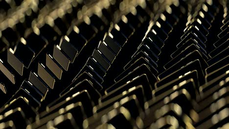 smartphones with gold buttons move and rotate in rows, rich bokeh. infinite loop. abstract movement of phones, background image for text captions. expensive luxury background. gold and black pattern.