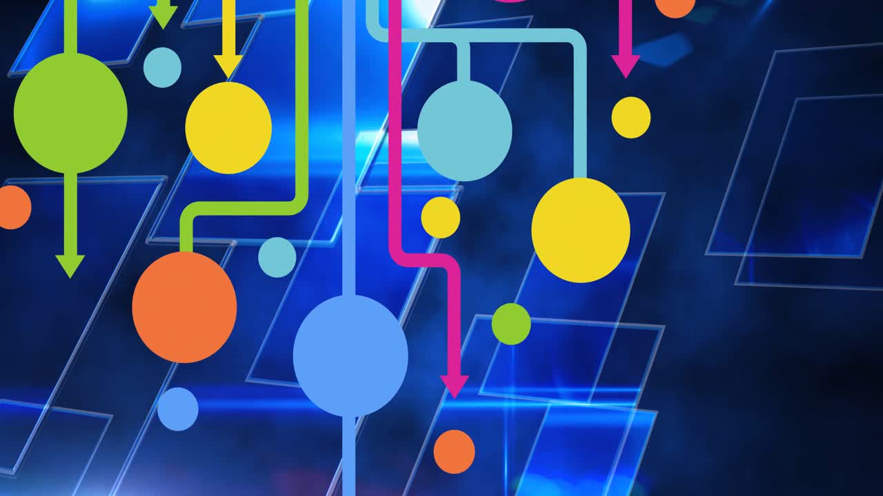 animación de la red de conexiones con iconos digitales