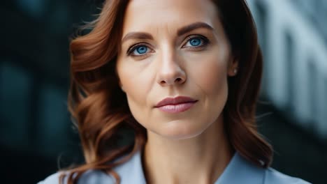 portrait of a beautiful woman with blue eyes and red hair