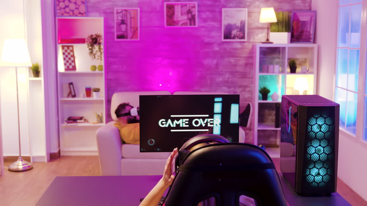 Gaming Room with Gamer and PC