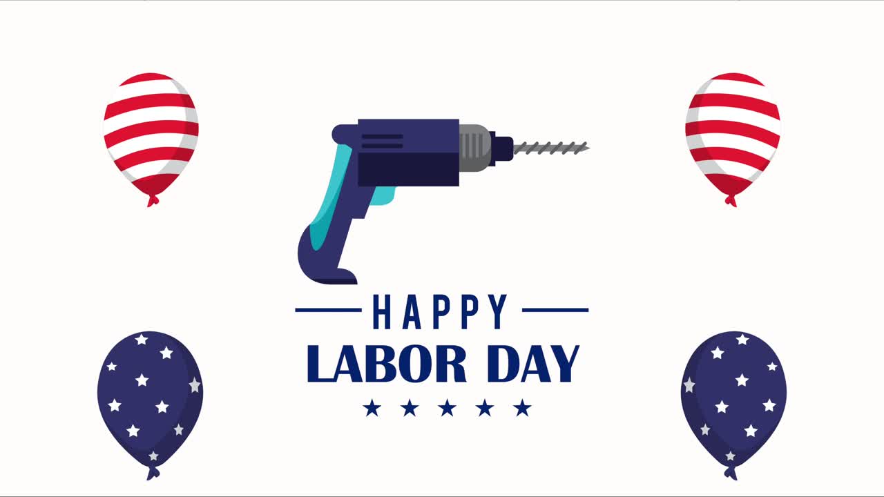 happy labor day lettering with drill