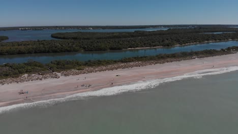 The-entire-coastline-of-Stump-Pass-State-Park-beach-and-surrounding-keys,-including-South-Venice,-Florida,-USA